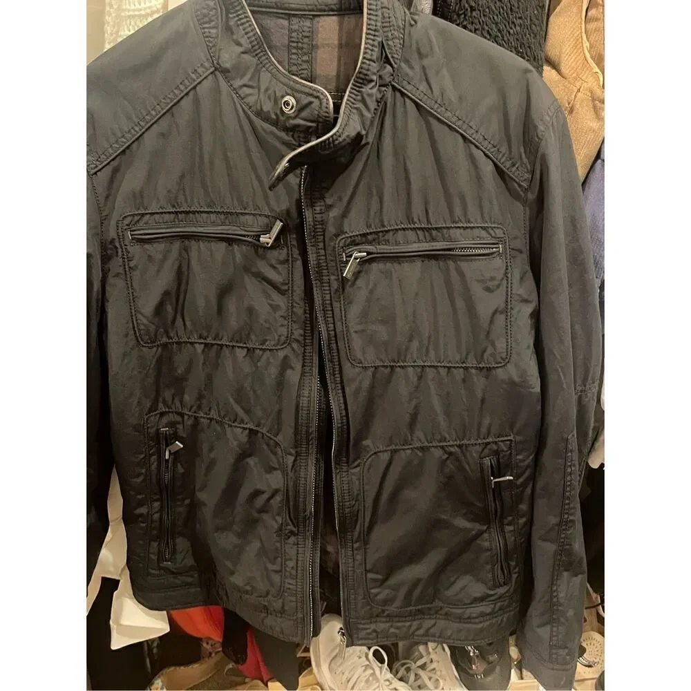 Massimo Dutti Men’s Motorcycle Jacket Black Size 38
